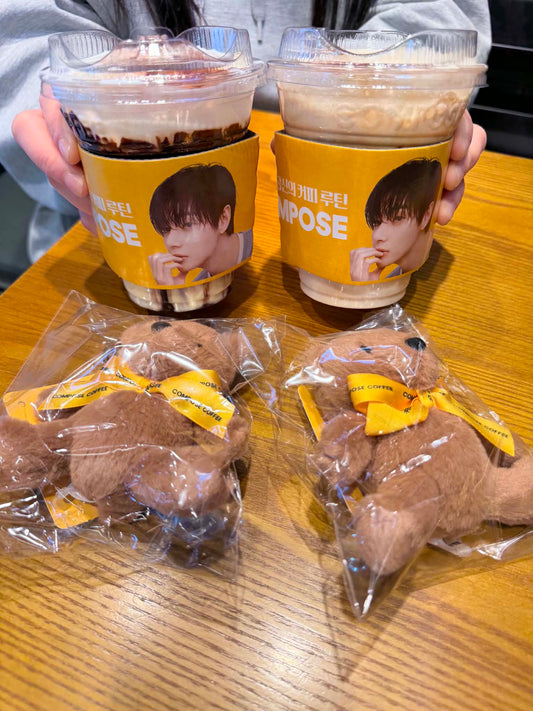 BTS Kim Taehyung V Teddy Bear Keyring Compose Coffee Collab Limited Edition PREORDER