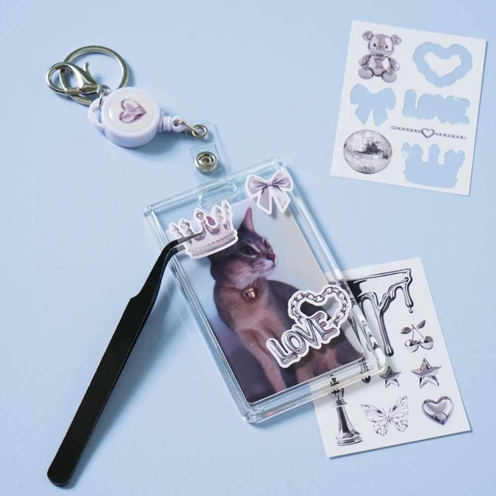 Photocard holder decoration reel with sticker set