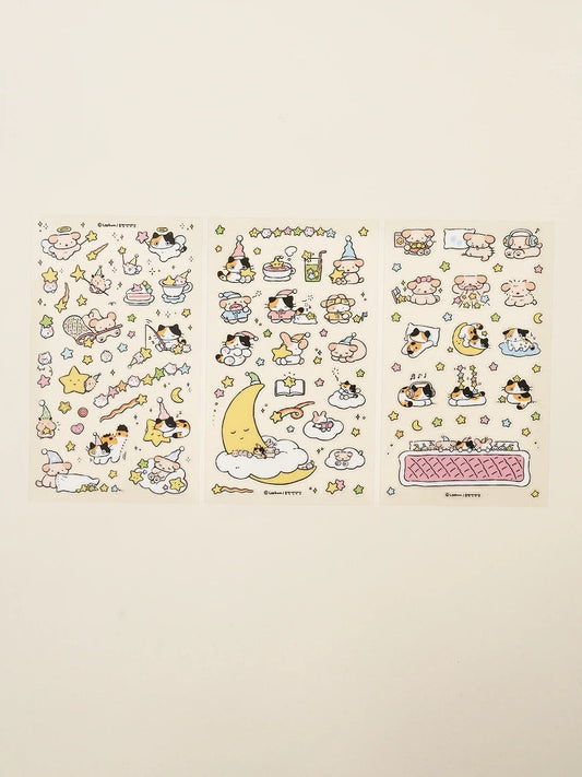Sleepy night korean sticker set
