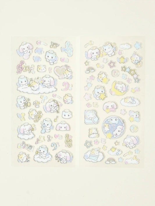 Soft silver foil sticker angels 2 sets