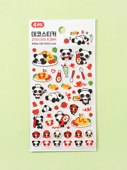 Omelet rice panda stickers 4ks