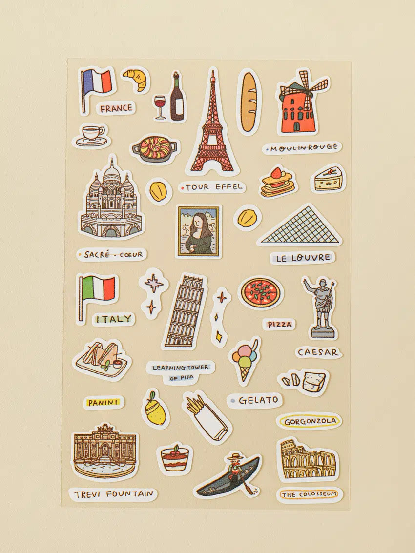 Korean travel theme stickers 4ks
