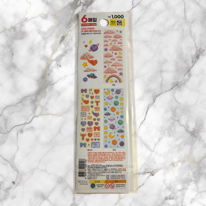 DREAMY GALAXY HOLOGRAPHIC STICKERS 6 PCS