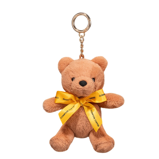 BTS Kim Taehyung V Teddy Bear Keyring Compose Coffee Collab Limited Edition