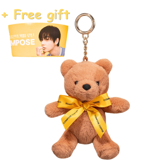 BTS Kim Taehyung V Teddy Bear Keyring Compose Coffee Collab Limited Edition PREORDER