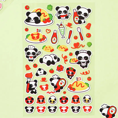 Omelet rice panda stickers 4ks