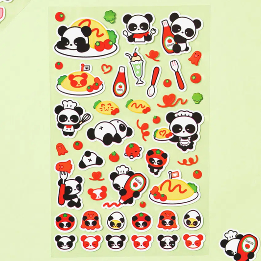 Omelet rice panda stickers 4ks