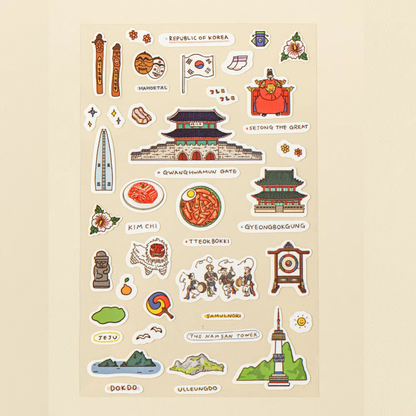Korean travel theme stickers 4ks