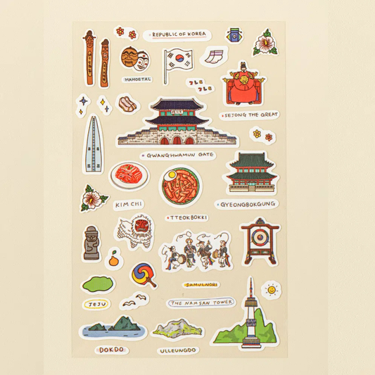 Korean travel theme stickers 4ks