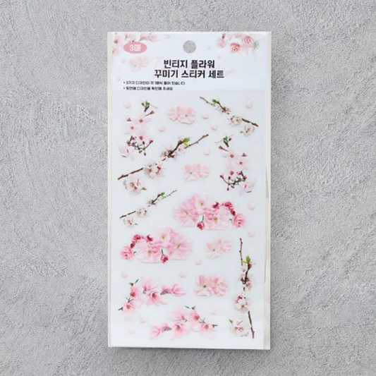 Vintage dried pink flowerr stickers 3ks