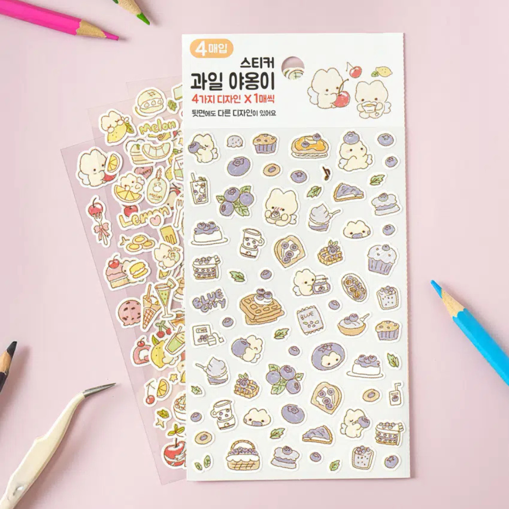 Fruit meow stickers 4ks