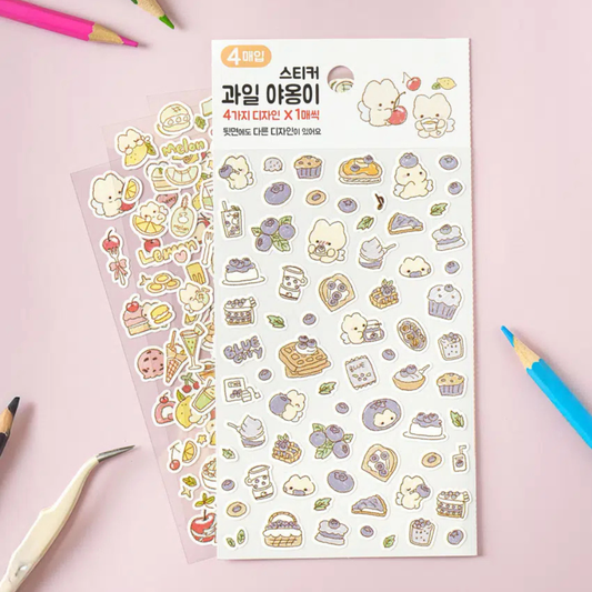 Fruit meow stickers 4ks
