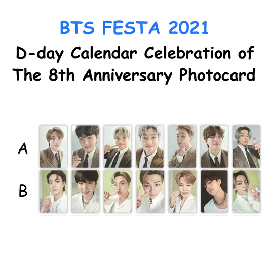 BTS FESTA 2021 D-day Calendar Celebration of The 8th Anniversary Photocards