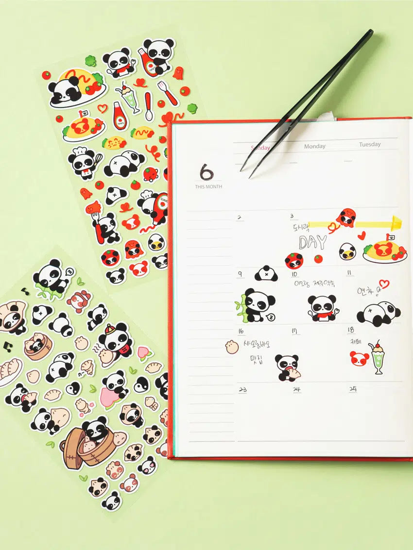 Omelet rice panda stickers 4ks
