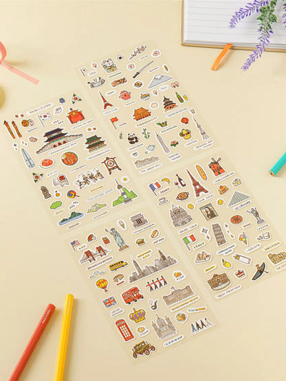 Korean travel theme stickers 4ks