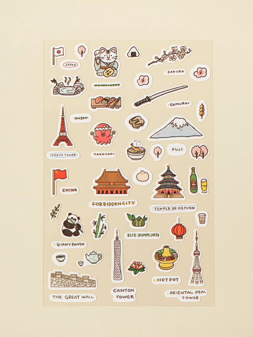 Korean travel theme stickers 4ks