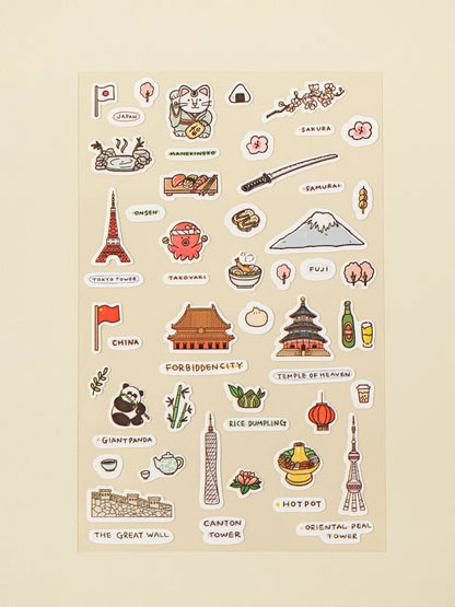 Korean travel theme stickers 4ks
