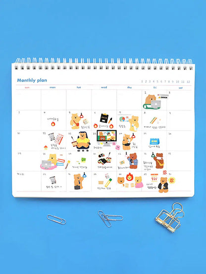 Korean bear day in life stickers 4ks