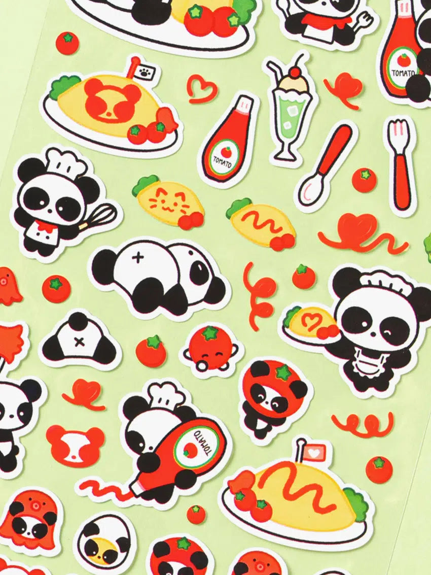 Omelet rice panda stickers 4ks