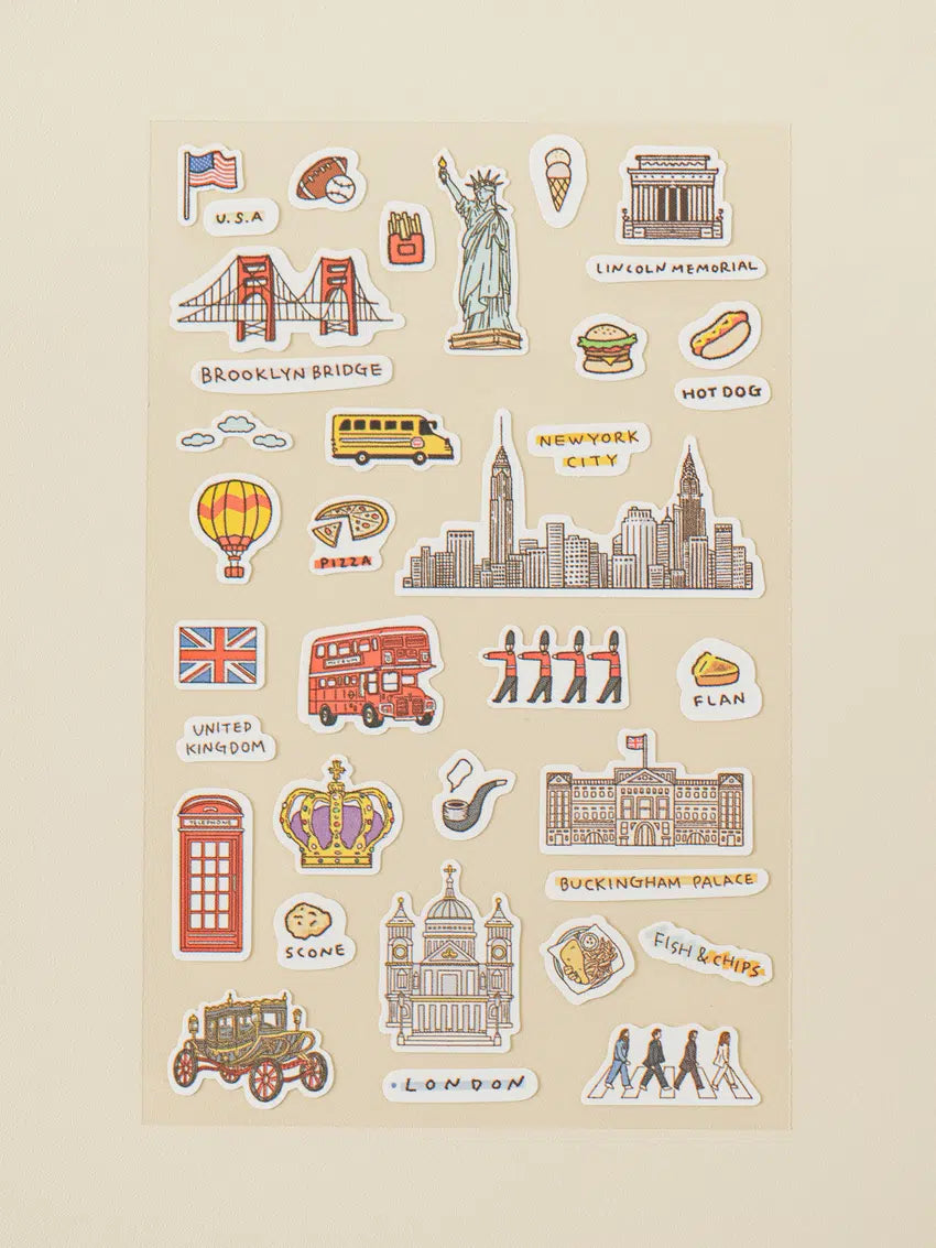 Korean travel theme stickers 4ks