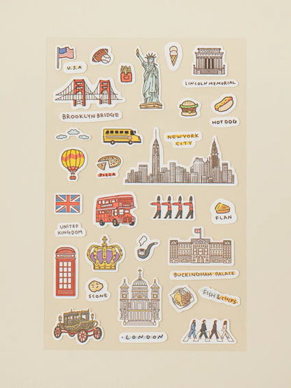Korean travel theme stickers 4ks