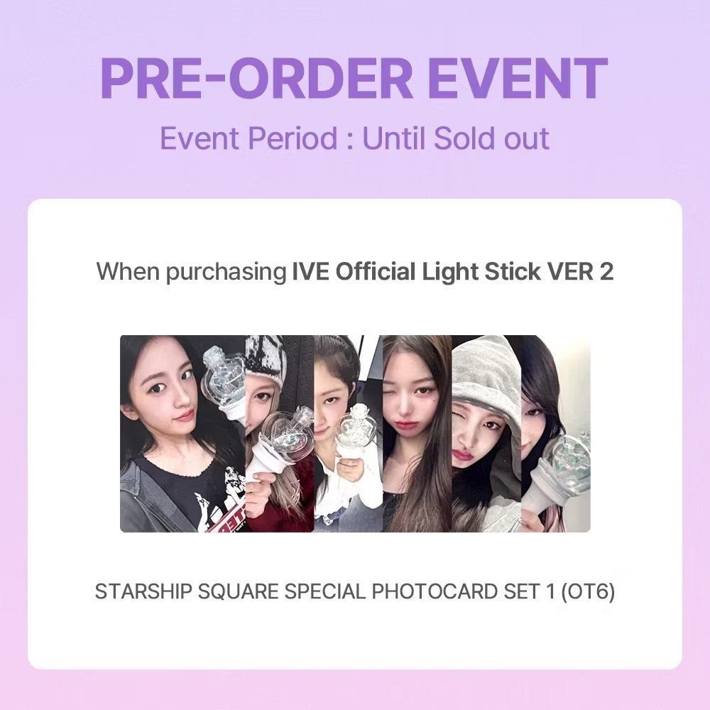 IVE OFFICIAL LIGHT STICK VER 2 STARSHIP SQUARE PHOTOCARD POB set